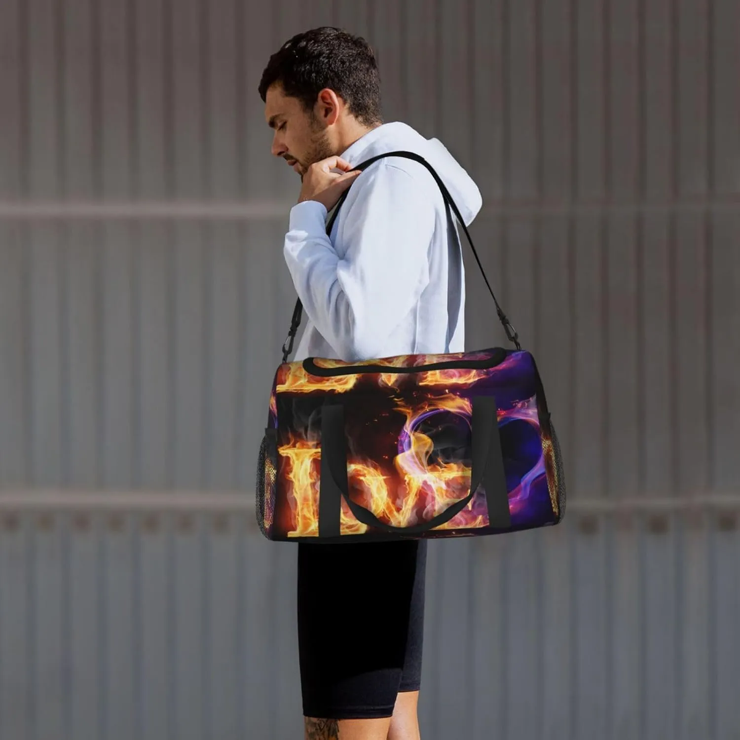 Flame Love Travel Duffel Bag Large Foldable Waterproof Overnight Bag For Beach Swim Bags Pool Sports Gym