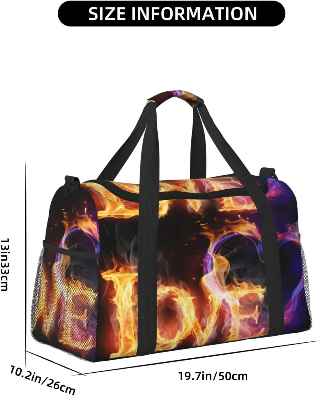 Flame Love Travel Duffel Bag Large Foldable Waterproof Overnight Bag For Beach Swim Bags Pool Sports Gym