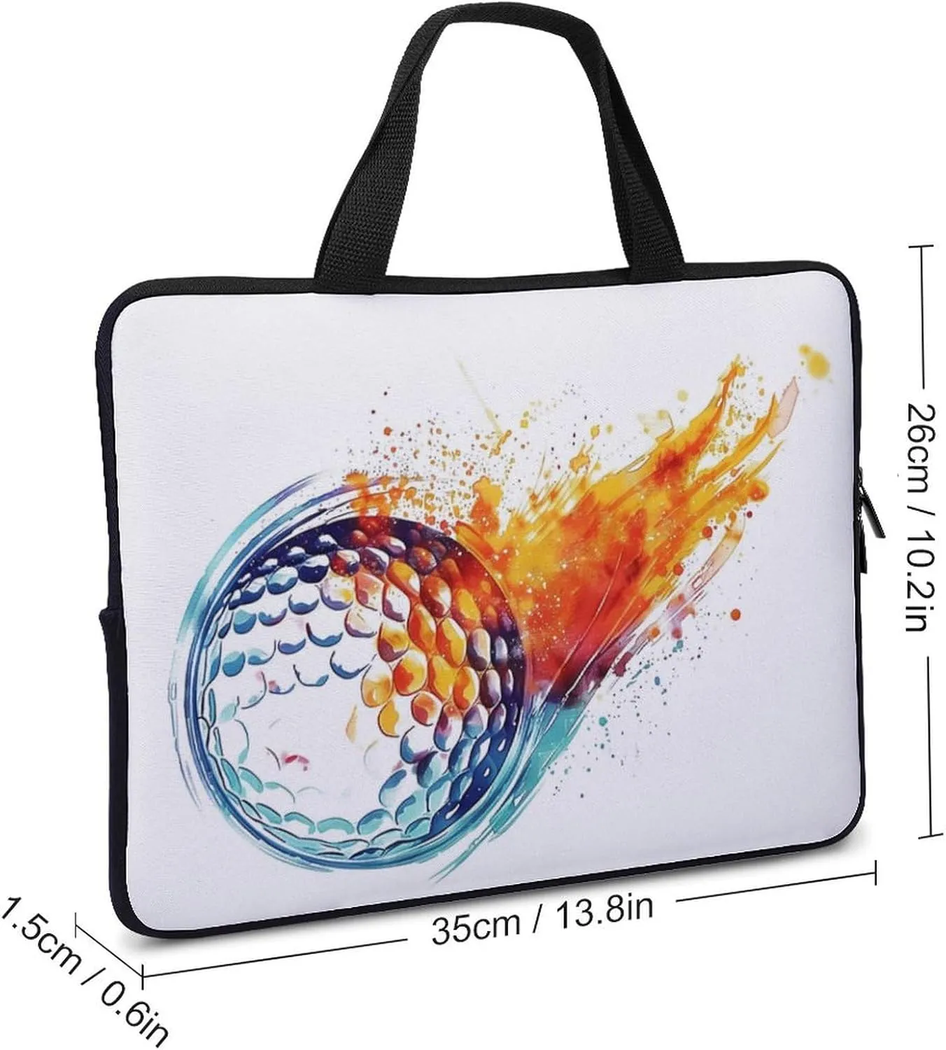 Flaming Golf Ball Laptop Bag Laptop Case Computer Messenger Bag with Adjustable Shoulder Strap