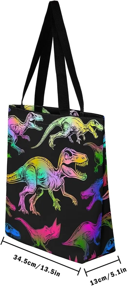 Flamingo Canvas Tote Bag,Woodland Animals Duffle Bag,Botanical Flowers Jungle Leaves Casual Reusable Handbag