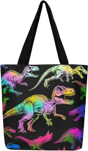 Flamingo Canvas Tote Bag,Woodland Animals Duffle Bag,Botanical Flowers Jungle Leaves Casual Reusable Handbag