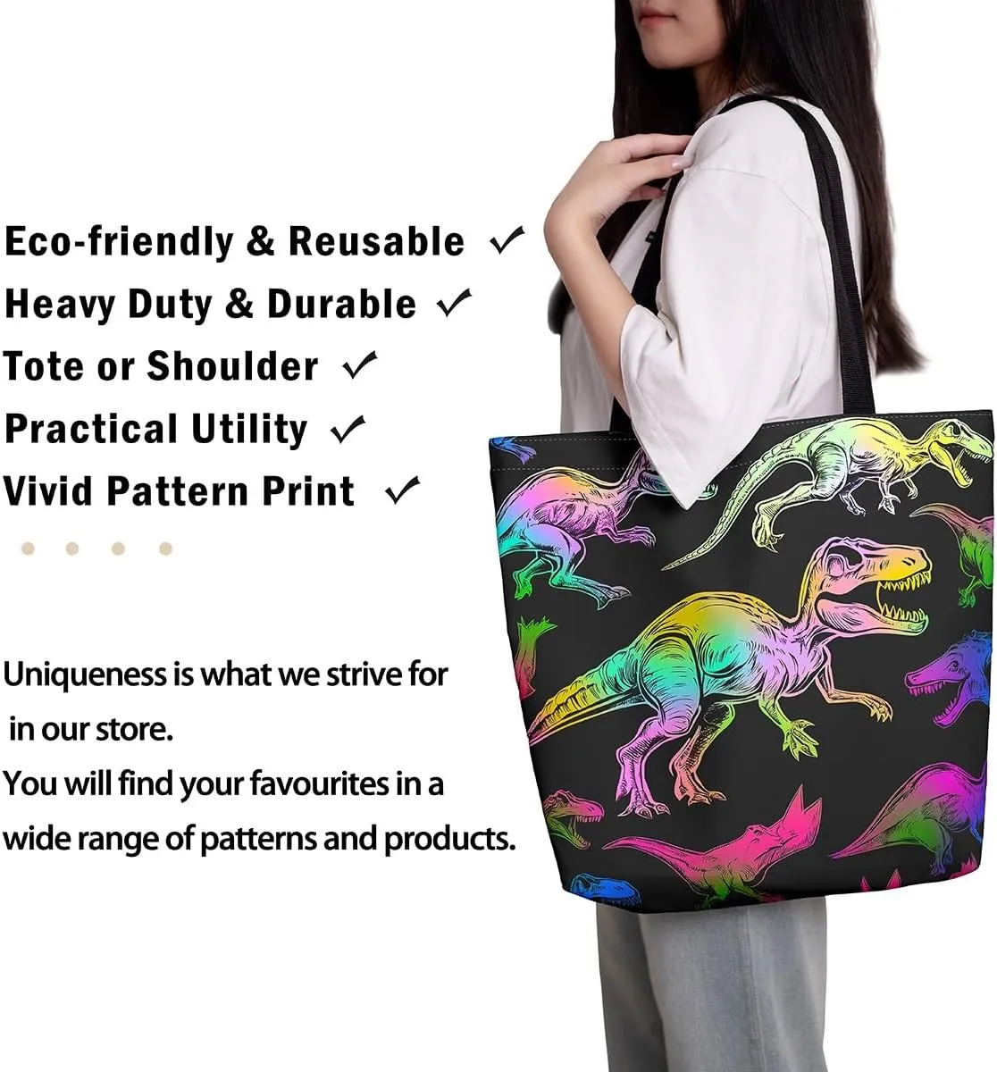 Flamingo Canvas Tote Bag,Woodland Animals Duffle Bag,Botanical Flowers Jungle Leaves Casual Reusable Handbag