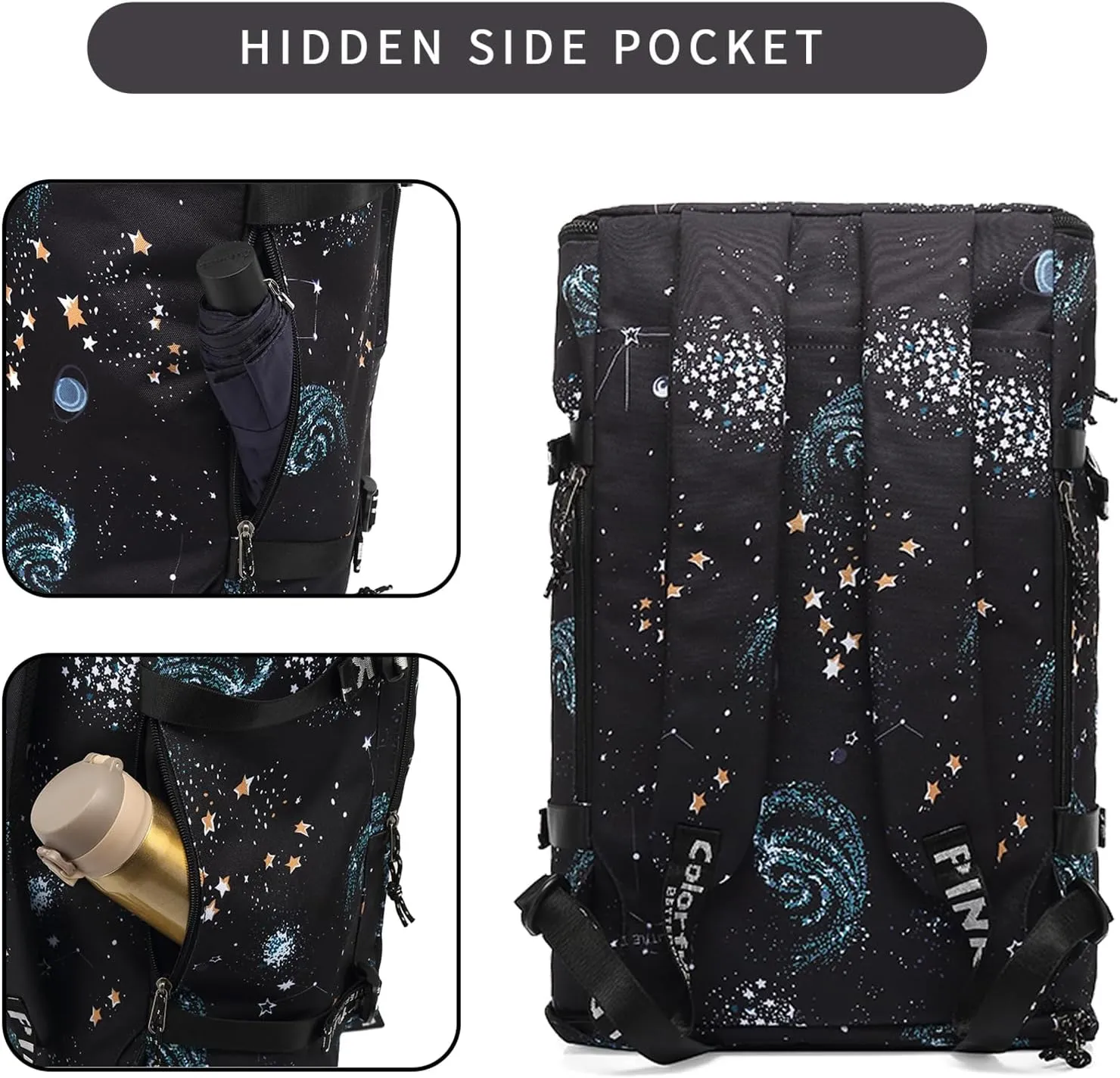 Floral gym duffel bag backpack, fashion wrestling bag,with shoe compartment, 4 kinds of back method waterproof travel sports walking laptop Lightweight（A-Starry Sky）