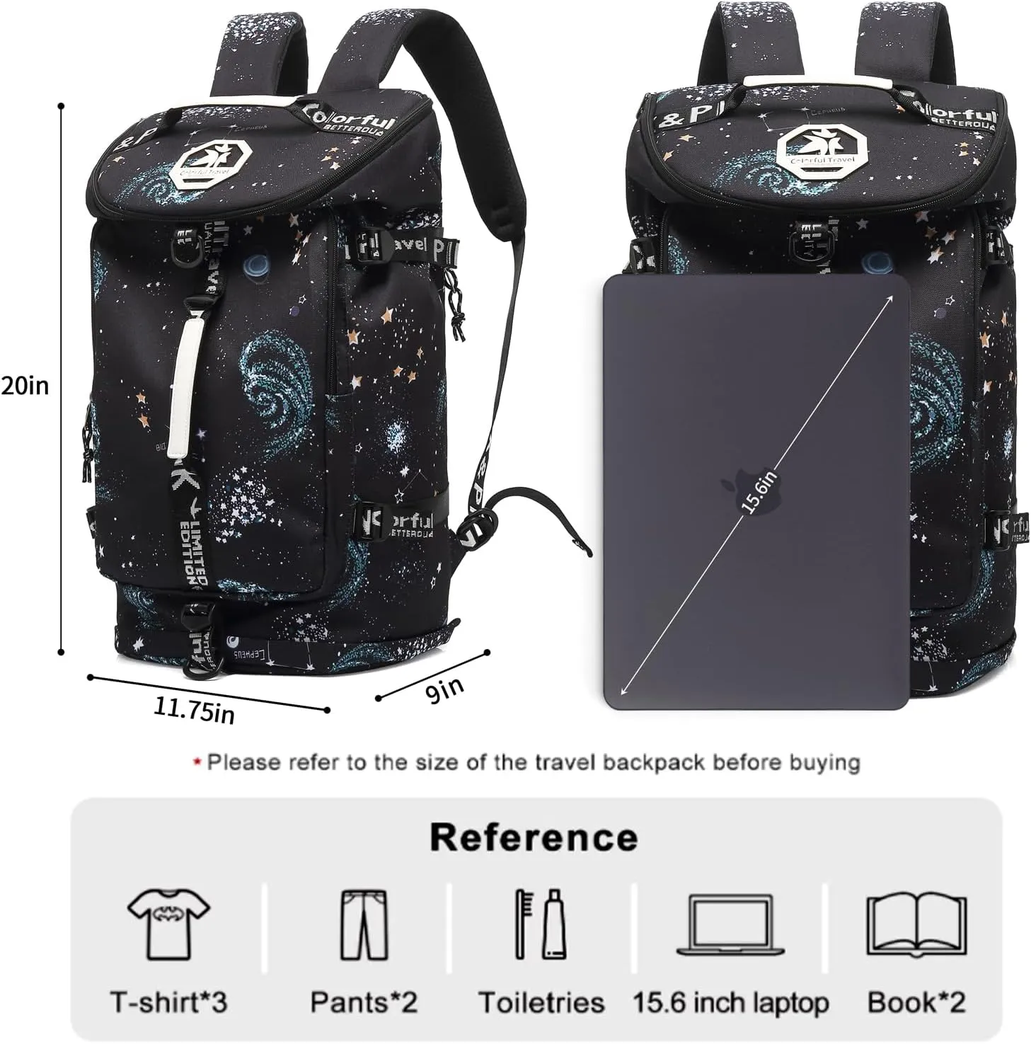 Floral gym duffel bag backpack, fashion wrestling bag,with shoe compartment, 4 kinds of back method waterproof travel sports walking laptop Lightweight（A-Starry Sky）