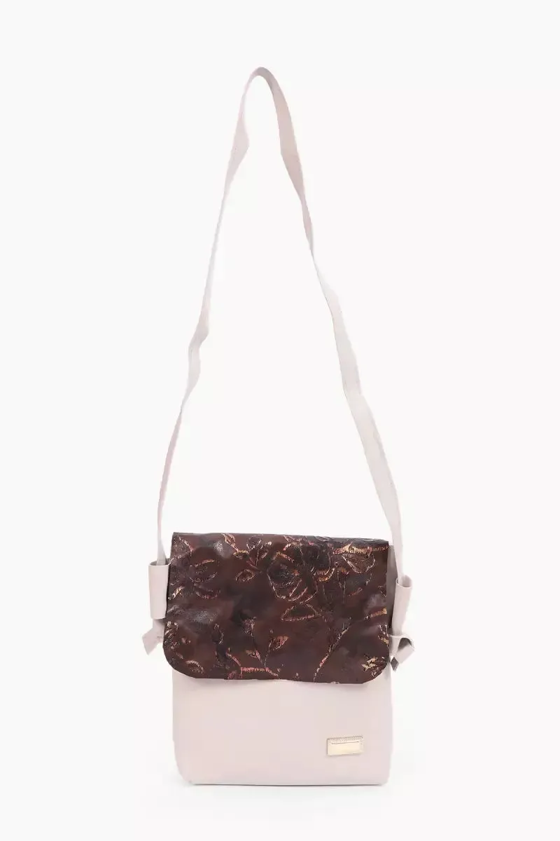Floral Printed Premium Sling Bag for Women & Girls( Beige )