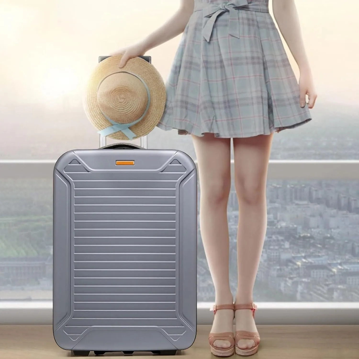 Foldable Luggage, Space Separation Design, Large Capacity Hand Suitcase,Resistant To Drop And Pressure, Hard Shell Storage Box (Color : Blue, Size : 24inch)