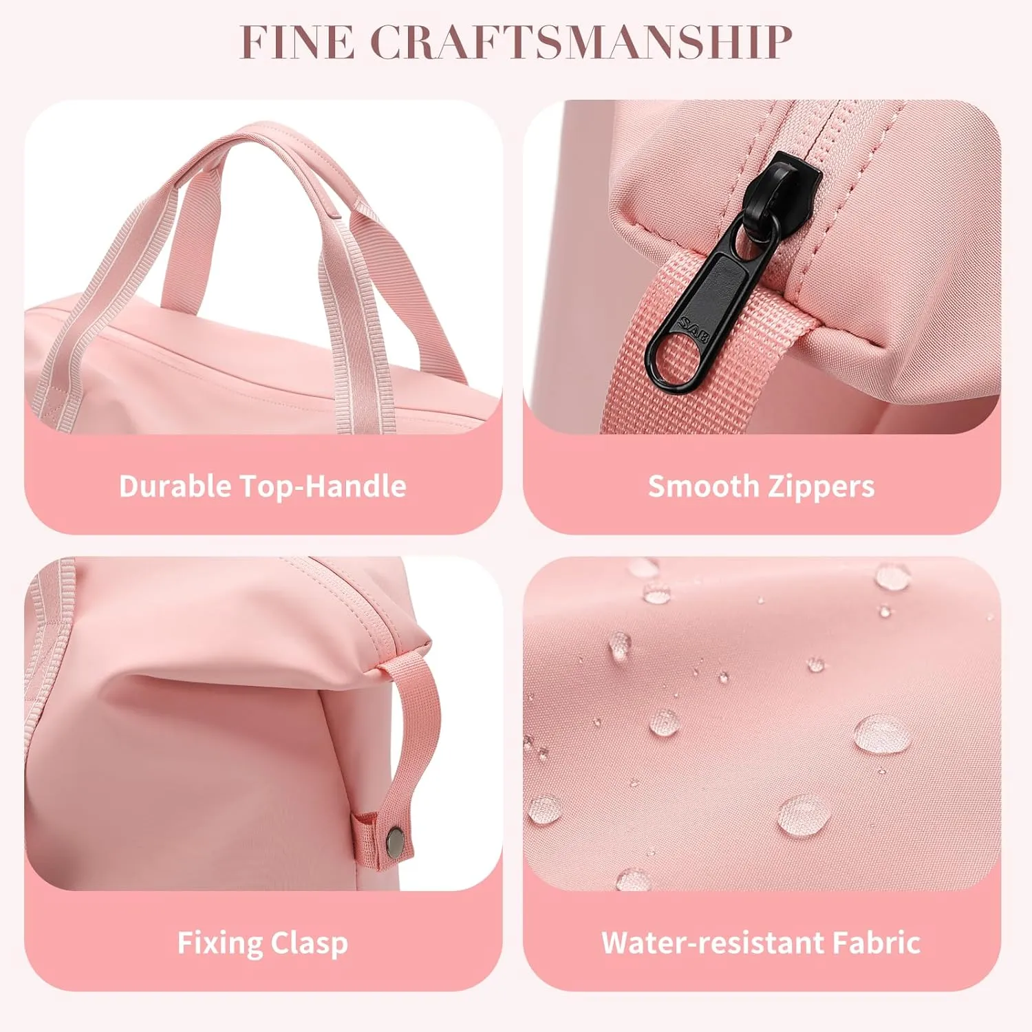 Foldable Travel Duffel Bag Carry On Yoga Tote Bags for Women Travel Sport Gym Hospital Bag Labor and Delivery Overnight Luggage Bag,40L,Pink