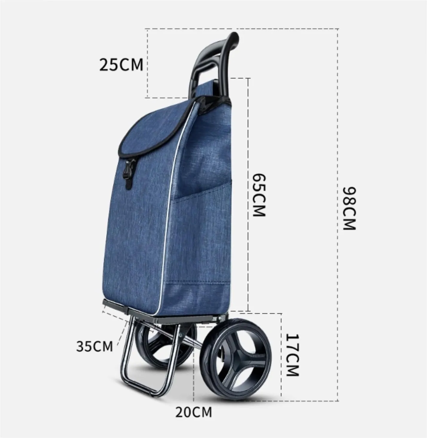 Folding Shopping Cart, Lightweight Shopping Trolley Portable Waterproof Folding Shopping Cart with Swivel Wheels and Removable Bag Grocery Utility Carts(Black)