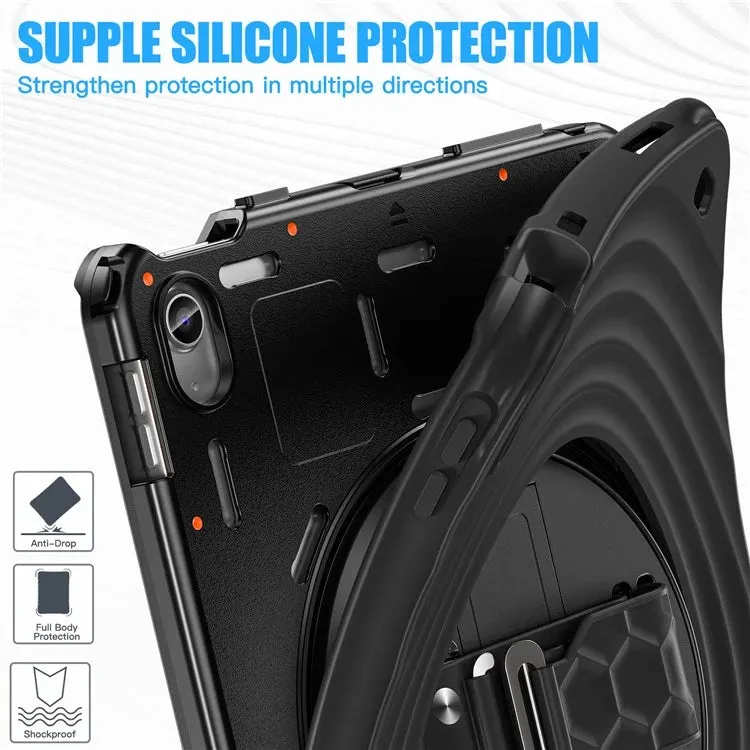 For iPad 10.9 (2022) Case Kickstand Hand Strap Tablet Cover with Shoulder Strap