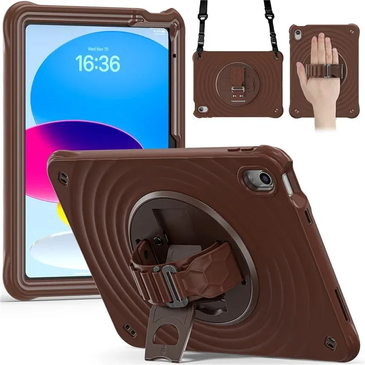For iPad 10.9 (2022) Case Kickstand Hand Strap Tablet Cover with Shoulder Strap