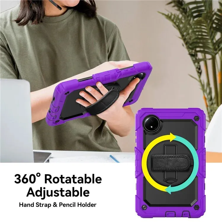 For Xiaomi Redmi Pad SE 4G 8.7 inch Case Hand Strap Kickstand PC Silicone Tablet Cover with PET Screen Protector