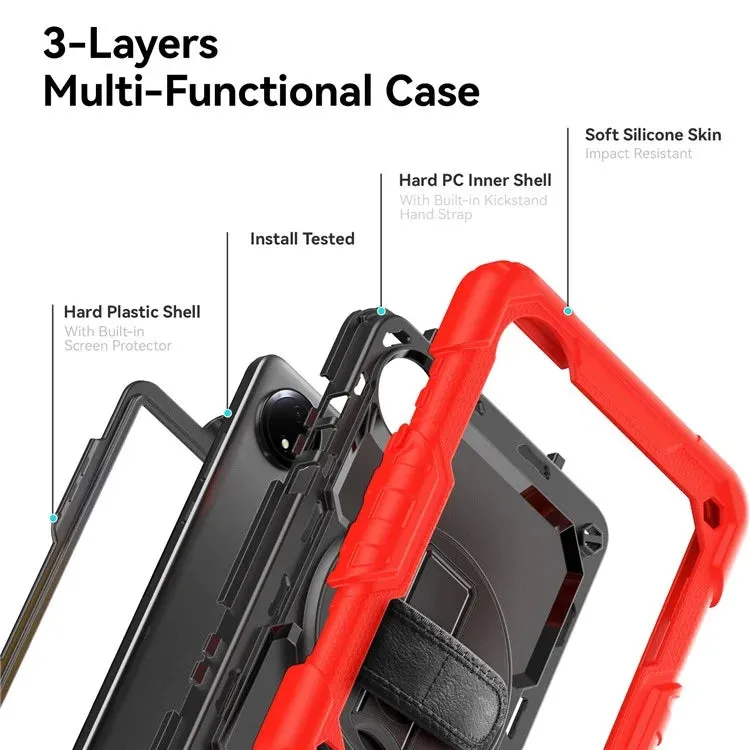 For Xiaomi Redmi Pad SE 4G 8.7 inch Case Hand Strap Kickstand PC Silicone Tablet Cover with PET Screen Protector