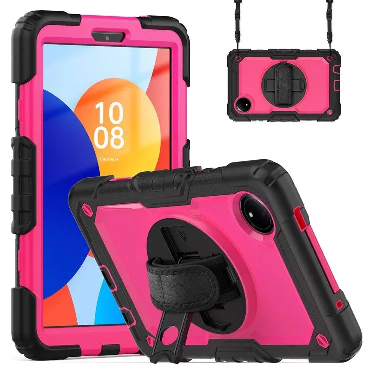 For Xiaomi Redmi Pad SE 4G 8.7 inch Case Hand Strap Kickstand PC Silicone Tablet Cover with PET Screen Protector