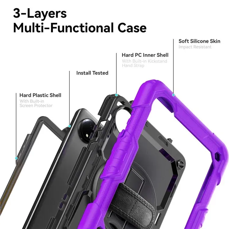For Xiaomi Redmi Pad SE 4G 8.7 inch Case Hand Strap Kickstand PC Silicone Tablet Cover with PET Screen Protector