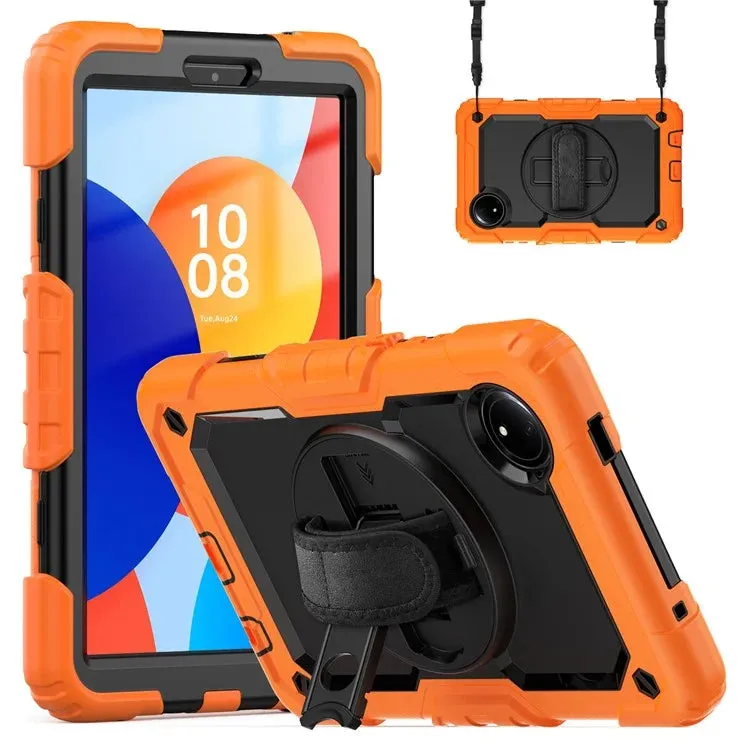 For Xiaomi Redmi Pad SE 4G 8.7 inch Case Hand Strap Kickstand PC Silicone Tablet Cover with PET Screen Protector