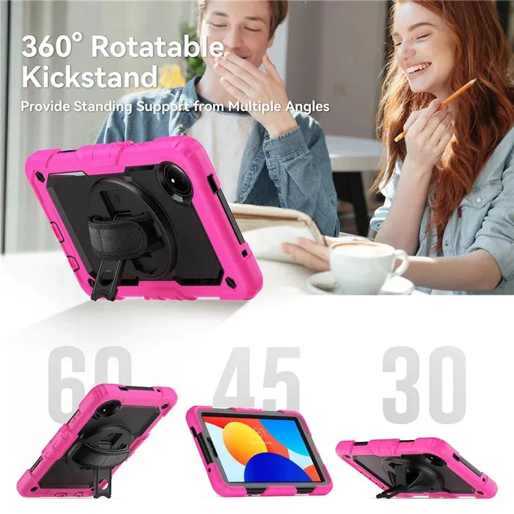 For Xiaomi Redmi Pad SE 4G 8.7 inch Case Hand Strap Kickstand PC Silicone Tablet Cover with PET Screen Protector