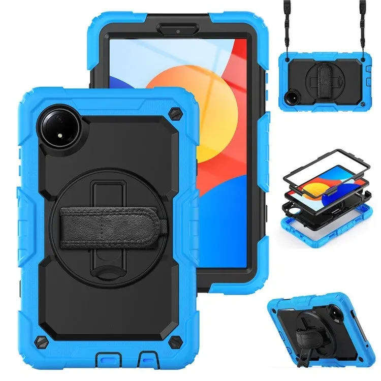 For Xiaomi Redmi Pad SE 4G 8.7 inch Case Hand Strap Kickstand PC Silicone Tablet Cover with PET Screen Protector