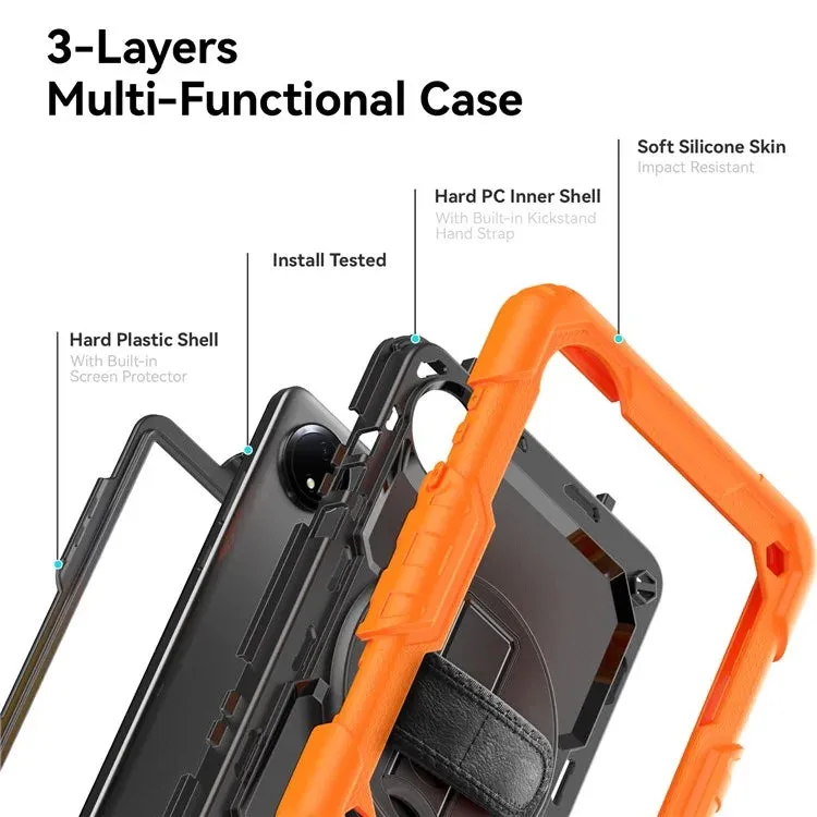 For Xiaomi Redmi Pad SE 4G 8.7 inch Case Hand Strap Kickstand PC Silicone Tablet Cover with PET Screen Protector