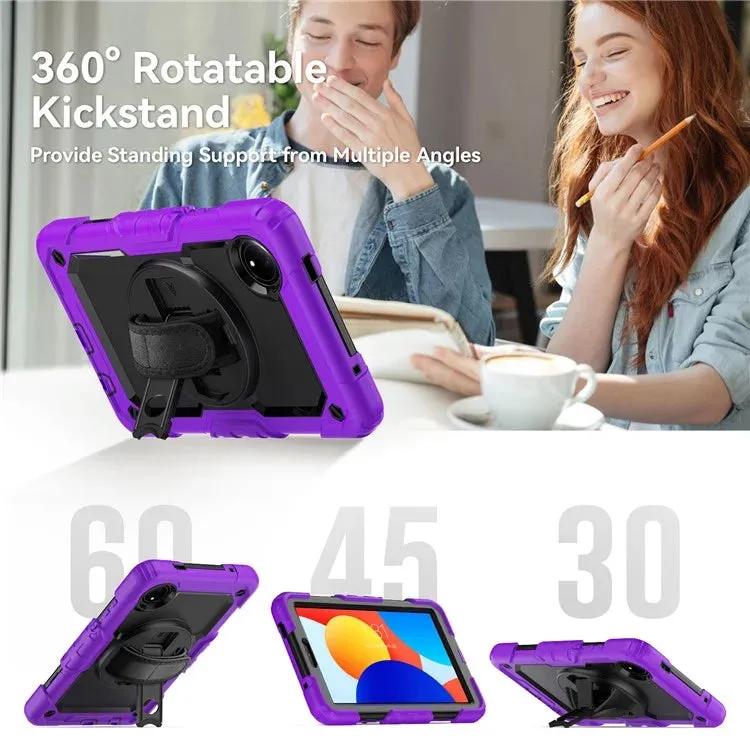For Xiaomi Redmi Pad SE 4G 8.7 inch Case Hand Strap Kickstand PC Silicone Tablet Cover with PET Screen Protector