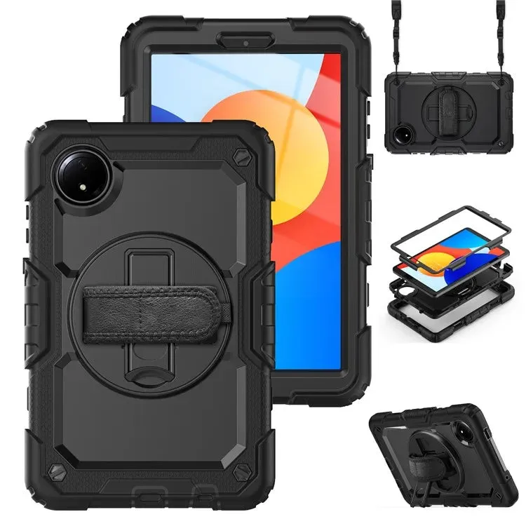 For Xiaomi Redmi Pad SE 4G 8.7 inch Case Hand Strap Kickstand PC Silicone Tablet Cover with PET Screen Protector