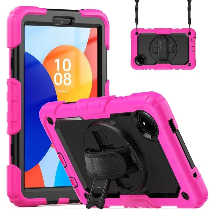 For Xiaomi Redmi Pad SE 4G 8.7 inch Case Hand Strap Kickstand PC Silicone Tablet Cover with PET Screen Protector