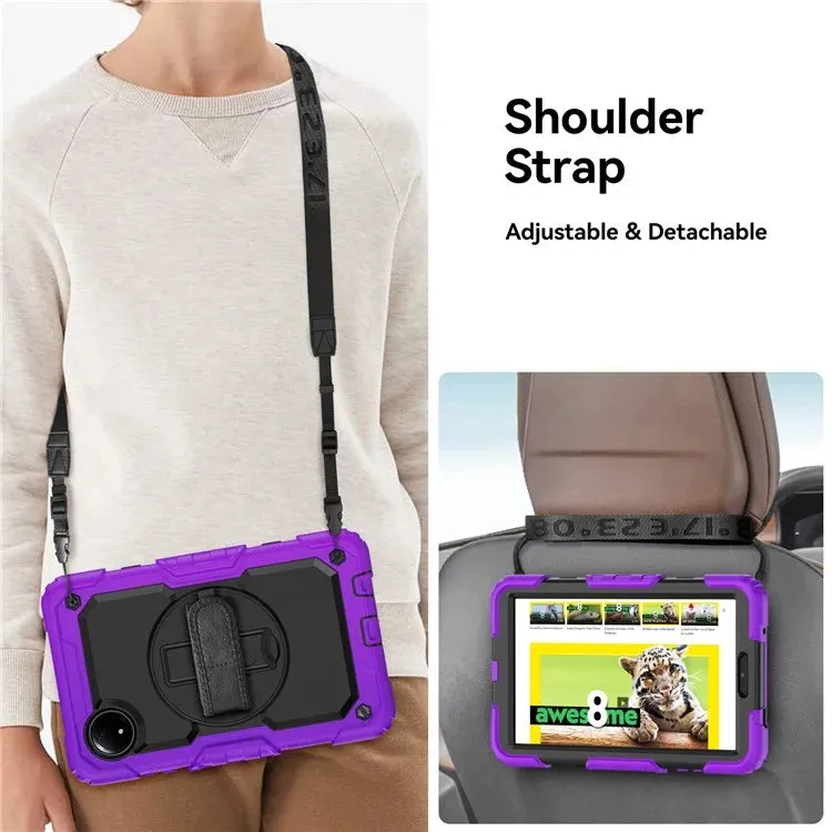 For Xiaomi Redmi Pad SE 4G 8.7 inch Case Hand Strap Kickstand PC Silicone Tablet Cover with PET Screen Protector