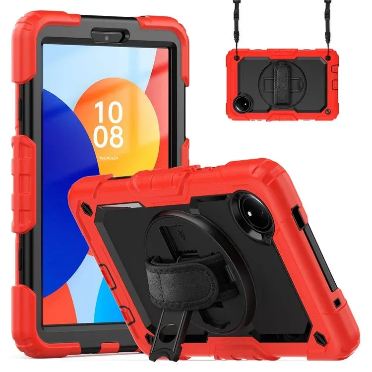 For Xiaomi Redmi Pad SE 4G 8.7 inch Case Hand Strap Kickstand PC Silicone Tablet Cover with PET Screen Protector