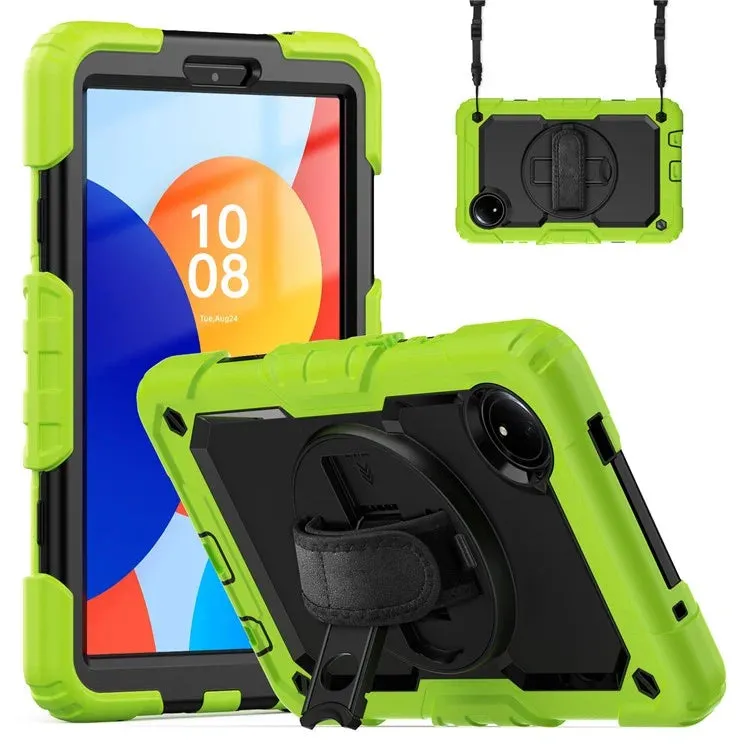 For Xiaomi Redmi Pad SE 4G 8.7 inch Case Hand Strap Kickstand PC Silicone Tablet Cover with PET Screen Protector