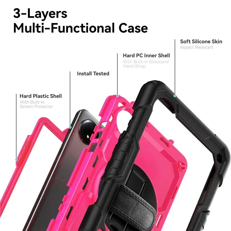 For Xiaomi Redmi Pad SE 4G 8.7 inch Case Hand Strap Kickstand PC Silicone Tablet Cover with PET Screen Protector