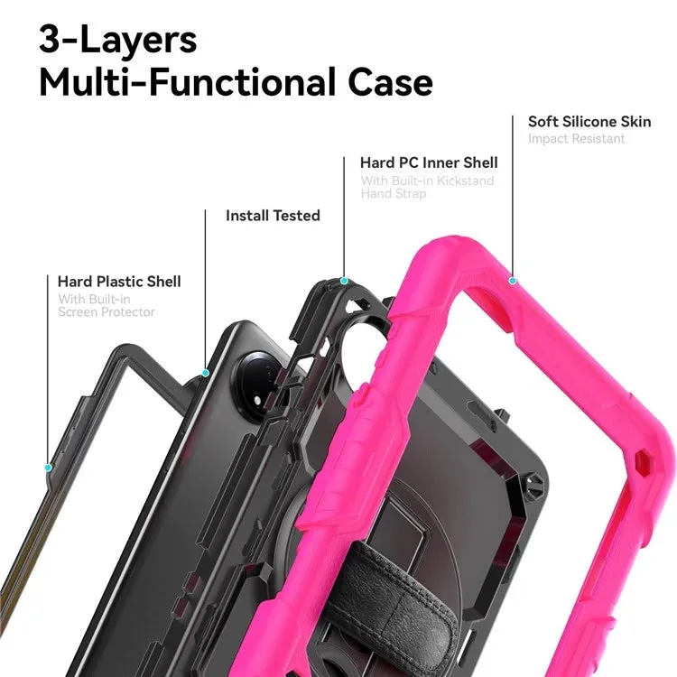 For Xiaomi Redmi Pad SE 4G 8.7 inch Case Hand Strap Kickstand PC Silicone Tablet Cover with PET Screen Protector
