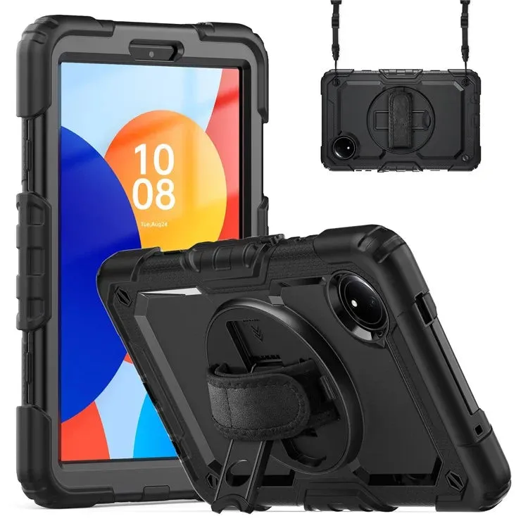 For Xiaomi Redmi Pad SE 4G 8.7 inch Case Hand Strap Kickstand PC Silicone Tablet Cover with PET Screen Protector