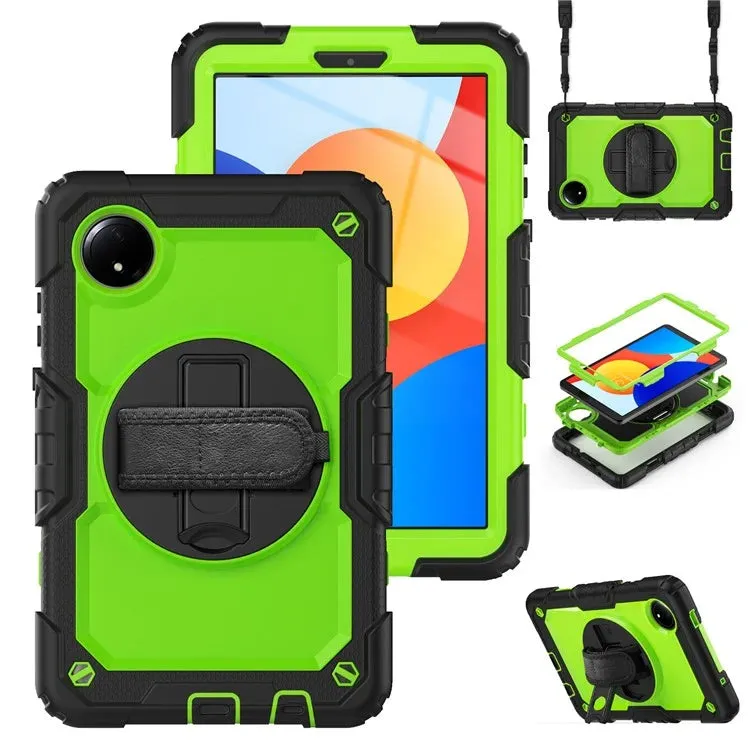For Xiaomi Redmi Pad SE 4G 8.7 inch Case Hand Strap Kickstand PC Silicone Tablet Cover with PET Screen Protector