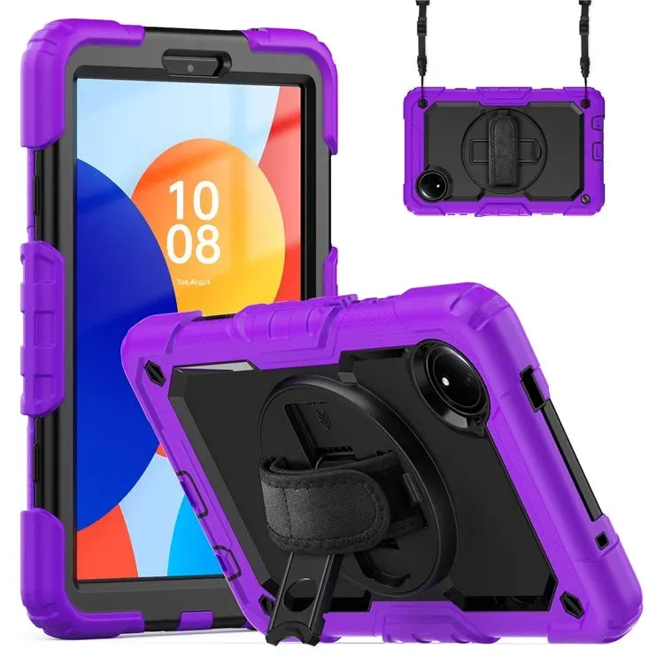 For Xiaomi Redmi Pad SE 4G 8.7 inch Case Hand Strap Kickstand PC Silicone Tablet Cover with PET Screen Protector