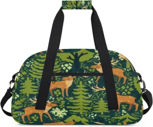 Forest Deer Gym Duffel Bag for Men Women Animal Deer Sports Tote Bag with Adjustable Shoulder Strap for Dance Gymnastics Traveling Outdoor Camping Overnight Stay