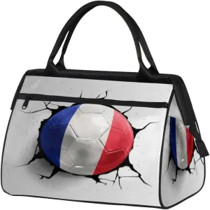 France Football Texture Womens Weekender Overnight Bag Travel Duffel Bag 25L Carry On Tote Bag Gym Duffle Bag for Women Teen Girls