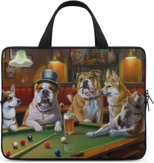 French Bulldogs Billiards Laptop Bag Laptop Case Computer Messenger Bag with Adjustable Shoulder Strap