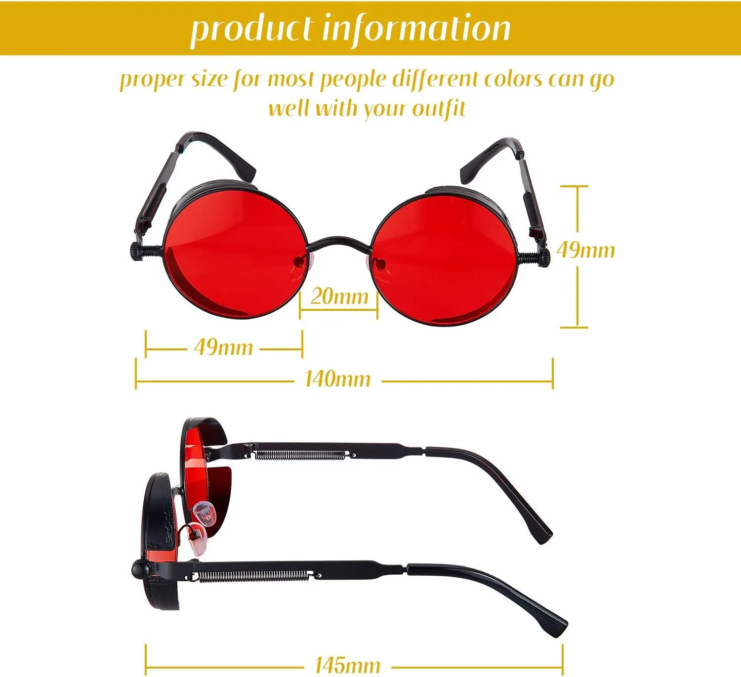 Frienda 4 Pieces Retro Steampunk Sunglasses Vintage Gothic Round Sunglasses Circle Steampunk Glasses for Christmas Women Men