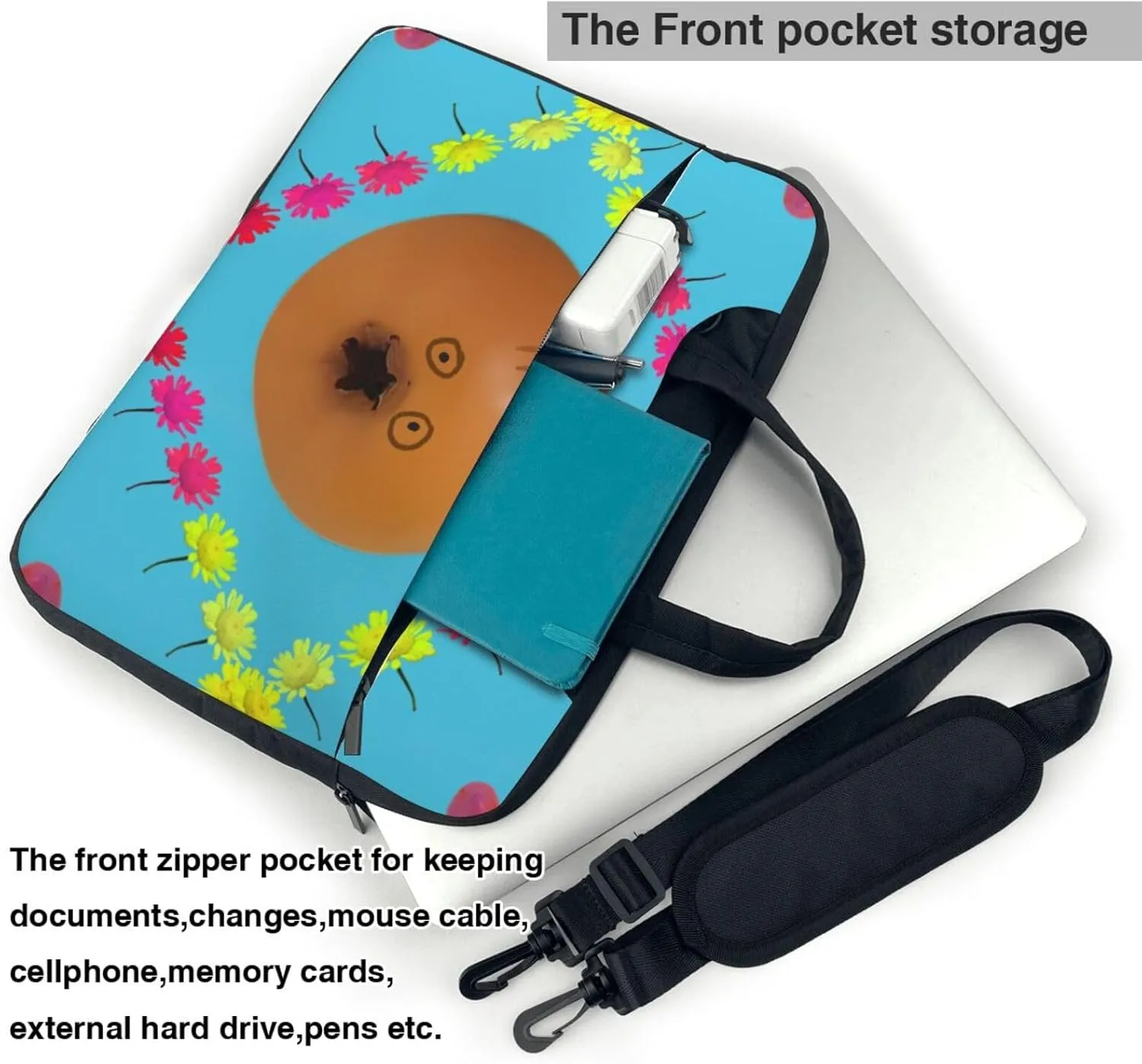 Frightened Pomegranate Laptop Shoulder Bag, Ultra Slim And Portable, With Padded Shoulder Strap And Handleã€‚