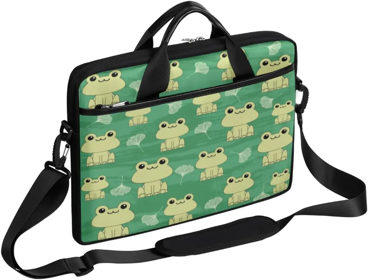 Frog Laptop Shoulder Messenger Bag Case Sleeve for 14 Inch 15 Inch Laptop Case Green Grunge Frog Laptop Briefcase 15.6 Inch Computer Bag