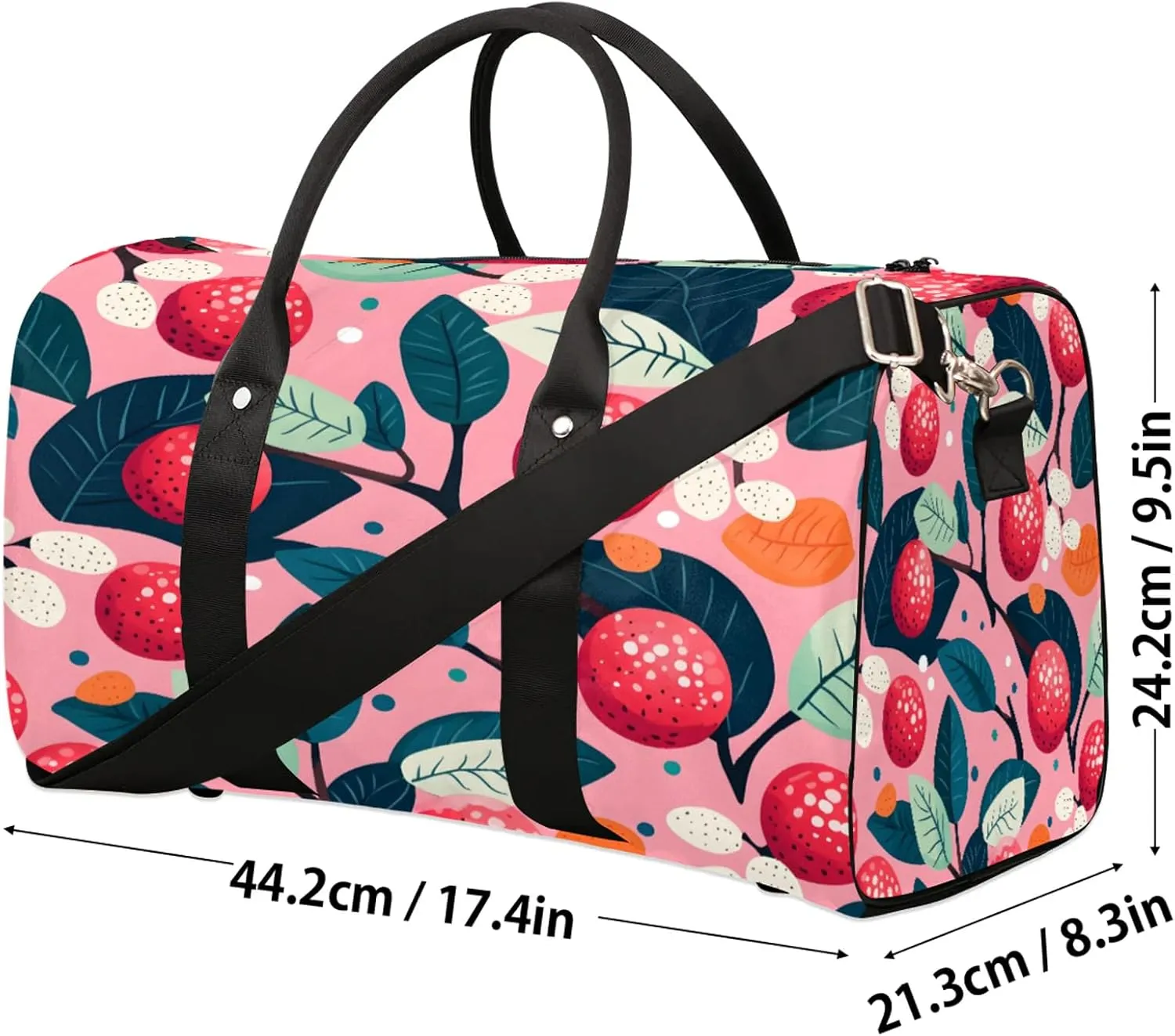 Fruit Litchi Duffle Bag for Travel, Overnight Weekend Gym Carry On Luggage Bag, Travel Duffel Bag for Men Women