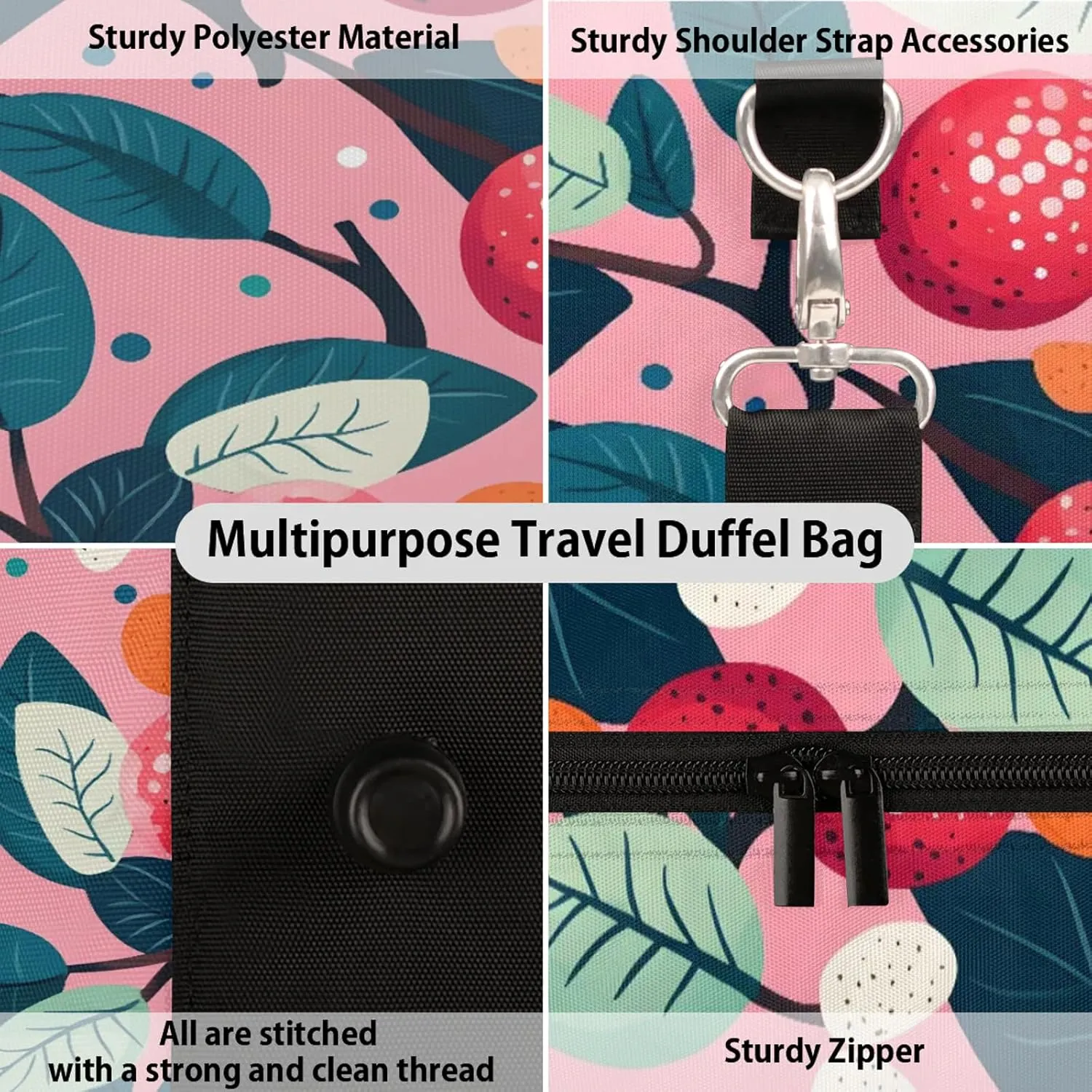 Fruit Litchi Duffle Bag for Travel, Overnight Weekend Gym Carry On Luggage Bag, Travel Duffel Bag for Men Women