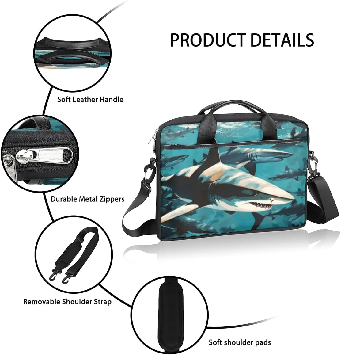 Fun Flowers Laptop Shoulder Bag for Tablet Computer Notebook Sleeve Messenger Carrying Case Briefcase Tote