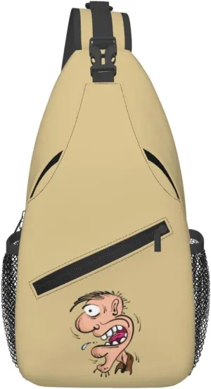Funny Cartoon CharacterSurprised Face Crossbody Bags For Women Men Chest Backpack Gym Shoulder Bag Travel Outdoor Sports Casual Crossbody Bags