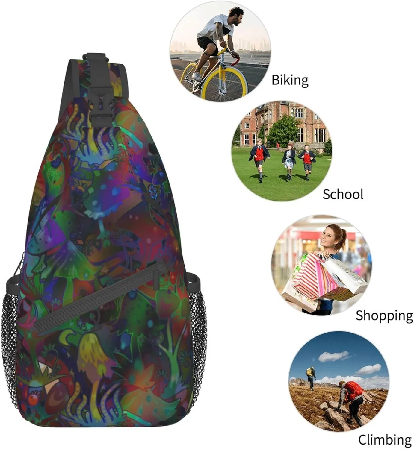 Funny Mushroom Crossbody Bag Mushroom Shoulder Bag Backpack Plant Sling Bag Chest Casual Daypack for Outdoor