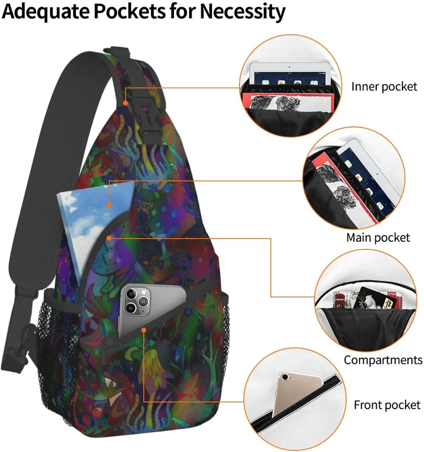 Funny Mushroom Crossbody Bag Mushroom Shoulder Bag Backpack Plant Sling Bag Chest Casual Daypack for Outdoor