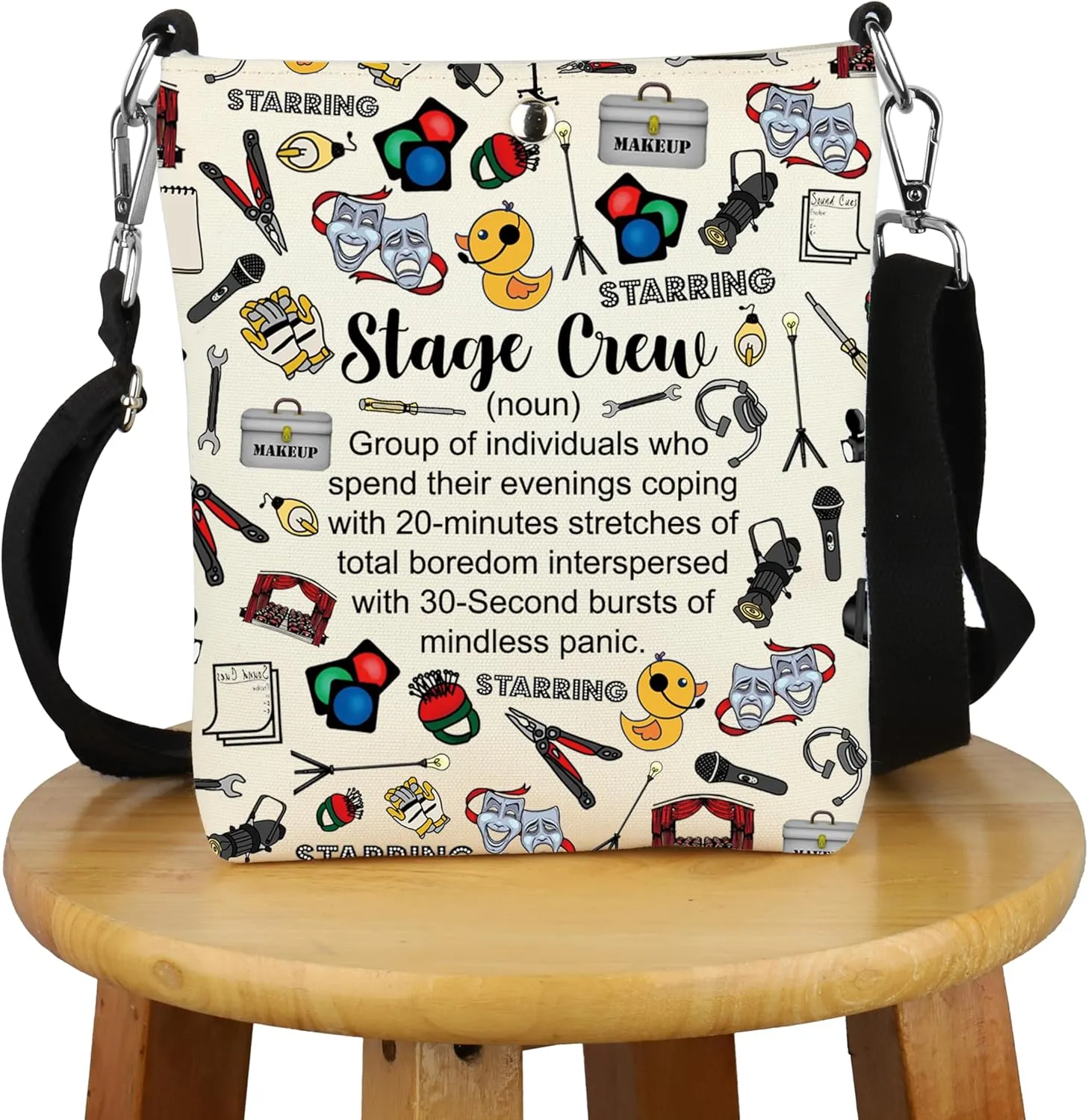 G2TUP Theater Tech Gift Stage Crew Definition Crossbody Bag Stage Manager Travel Bag Theater Tech Crew Gift