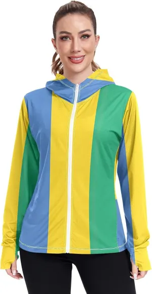 Gabon Flag Sun Shirt Women Uv Protection, Upf 50  Beach Jacket, S-XXL