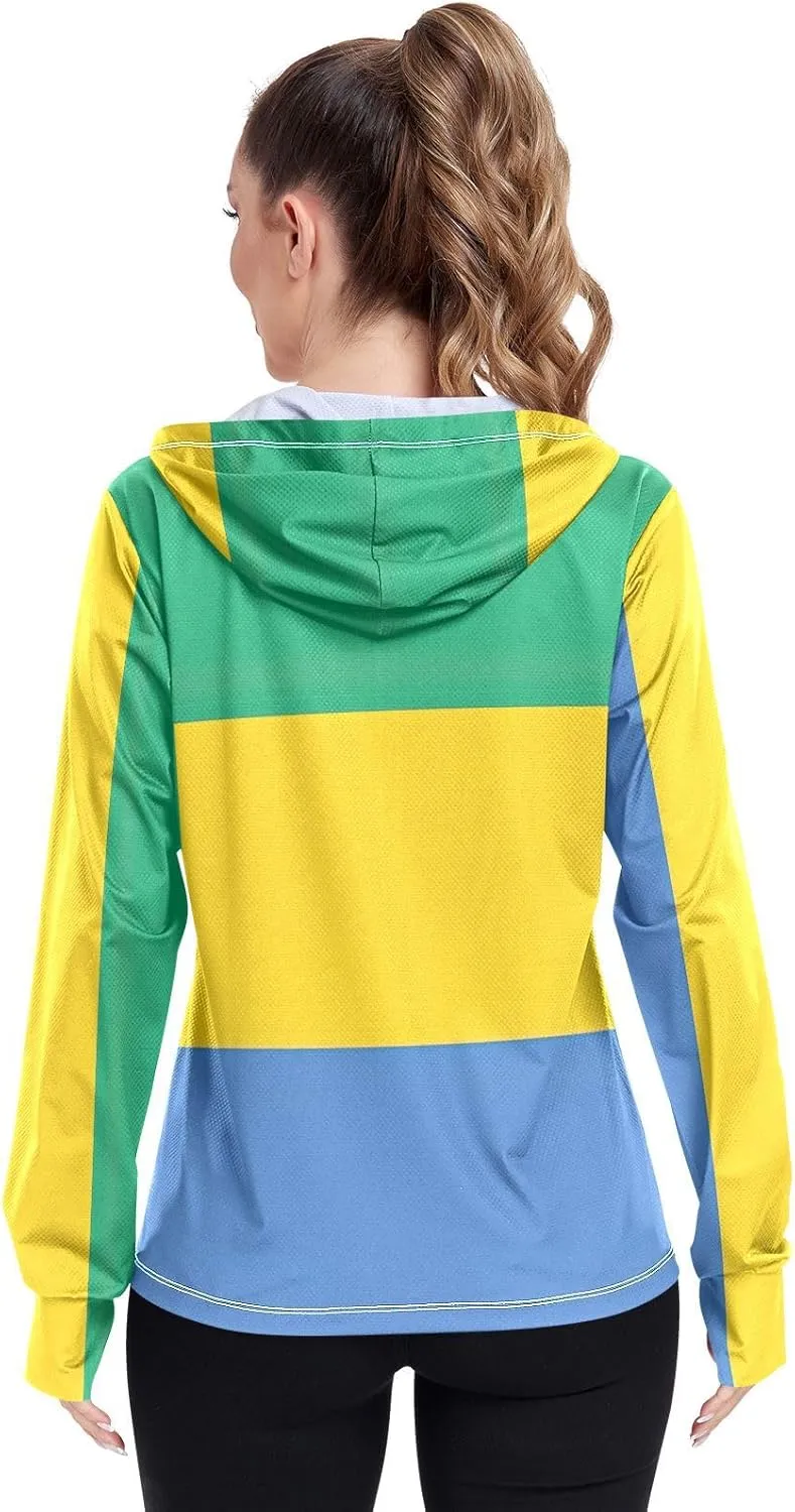 Gabon Flag Sun Shirt Women Uv Protection, Upf 50  Beach Jacket, S-XXL