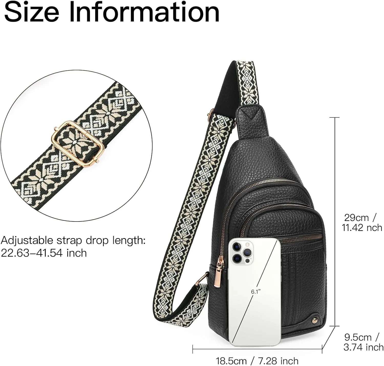 GAEKEAO Sling Bag for Women Crossbody Bags Fanny Pack Vegan Leather Chest Bag Travel Shoulder Belt Purse Backpack Gifts