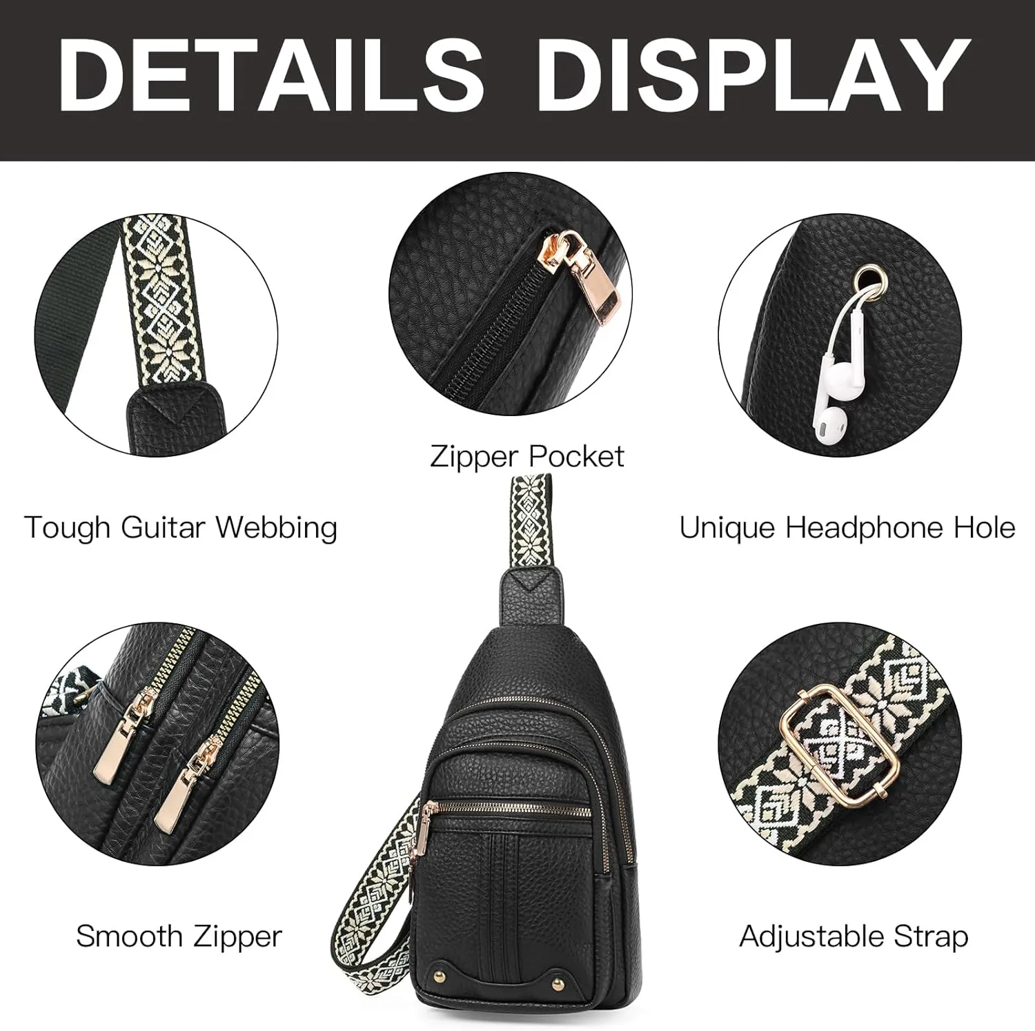 GAEKEAO Sling Bag for Women Crossbody Bags Fanny Pack Vegan Leather Chest Bag Travel Shoulder Belt Purse Backpack Gifts